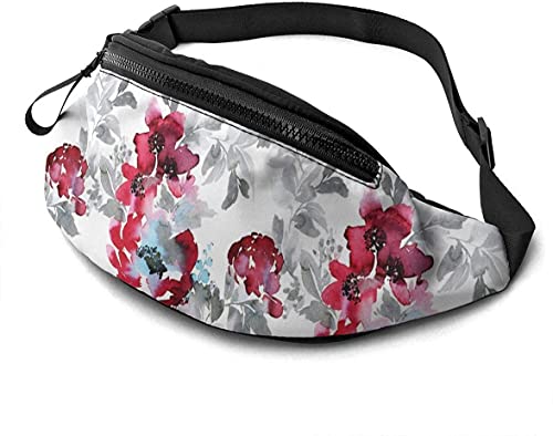 Gürteltasche mit abstraktem Blumenmuster, mit Kopfhörerloch, verstellbare Schultertasche, Unisex, Laufen, Gürteltasche für Wandern, Radfahren, Sport, Abstrakte Aquarellblumen, Einheitsgröße, modisch von Botell