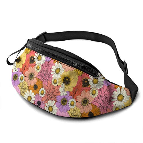 Gürteltasche mit bunten Knospen, Blumen, Kamille, für Damen und Herren, mit verstellbarem Reißverschluss, Sport, Fitness, Gürteltasche für Workout, Reisen, Freizeit, Laufen, Bunte Knospen, Blumen, von Botell