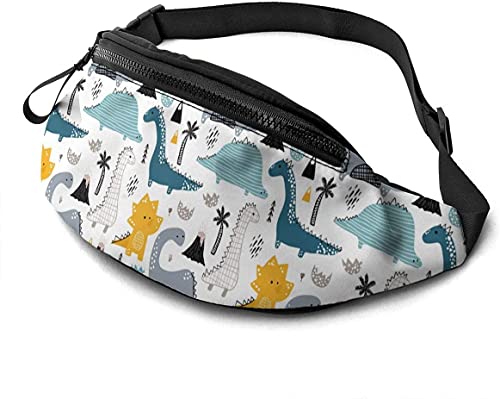 Gürteltasche mit niedlichem Dinosaurier-Motiv, mit Kopfhörerloch, verstellbare Schultertasche, Unisex, Laufen, Gürteltasche für Wandern, Radfahren, Sport, Niedliche Tier-Dinosaurier, Einheitsgröße, von Botell