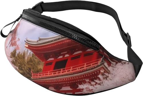 Gürteltasche mit roten Gänseblümchen und Schmetterlingen für Damen und Herren, modische Gürteltasche für Workout, Laufen, Reisen, lässige Hüfttasche, Red Architecture Kirschblüten, Einheitsgröße, von Botell