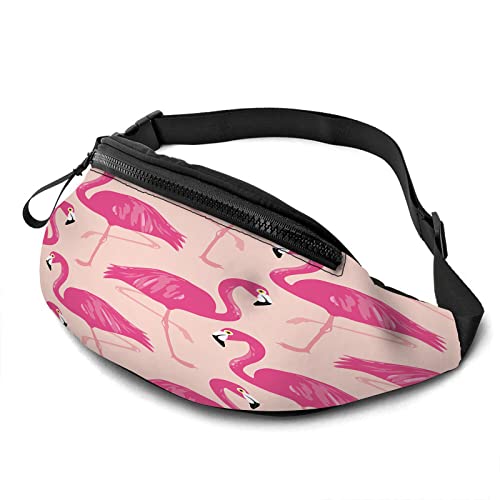 Lässige Bauchtasche mit Kopfhörer, Reißverschlusstasche, Flamingos, Rosa, Orange, niedliches Tier, tropisches Cartoon, Mädchen, modische Gürteltasche für Outdoor-Übungen, Spaziergänge, Reisen, Unisex, von Botell