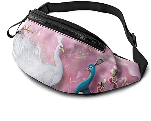 Lovely Peacock Hüfttasche mit Kopfhörerloch, Bauchtasche, verstellbare Schultertasche, Unisex, Laufgürteltasche für Wandern, Radfahren, Sport, Schöner Pfau, Einheitsgröße, modisch von Botell