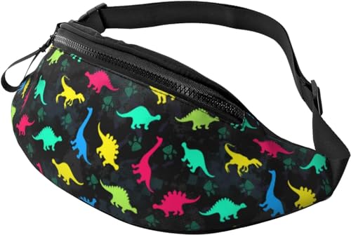 Lustige Dinosaurier-Hüfttasche/Bauchtasche, Outdoor-Sport, Freizeit, Umhängetasche, Kuriertasche, Brusttasche für Damen und Herren, Bunte Dinosaurier, Einheitsgröße, modisch von Botell