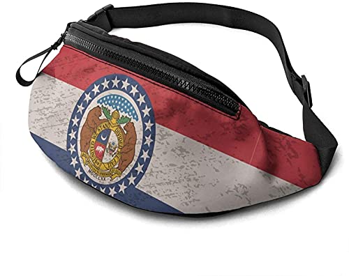 Missouri Gürteltasche im Grunge-Stil mit Kopfhörerloch, verstellbare Schultertasche, Unisex, Laufen, Gürteltasche für Wandern, Radfahren, Sport, Missouri-Flagge im Grunge-Stil, Einheitsgröße, modisch von Botell