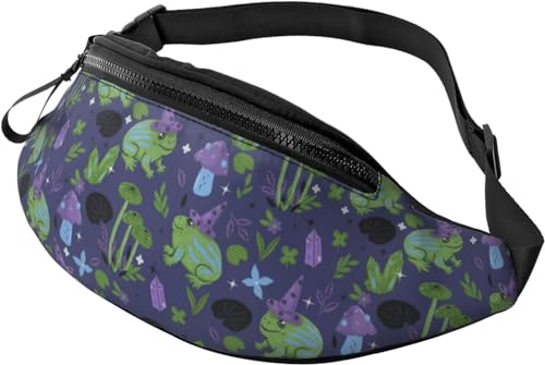 Niedliche Frosch- und Pilz-Hüfttasche/Bauchtasche, Outdoor-Sport, Freizeit, Umhängetasche, Kuriertasche, Brusttasche für Damen und Herren, Retro Frosch Lila Pilz, Einheitsgröße, modisch von Botell