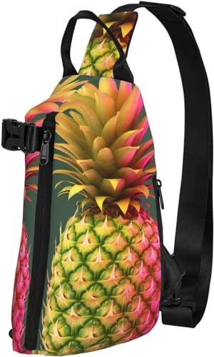 Schultertasche für Damen und Herren, Schultertasche, Umhängetasche, Brusttasche, lustige Cartoon-Hüte, Gitarre, Wandern, Reisen, Obst Ananas, Einheitsgröße, modisch von Botell