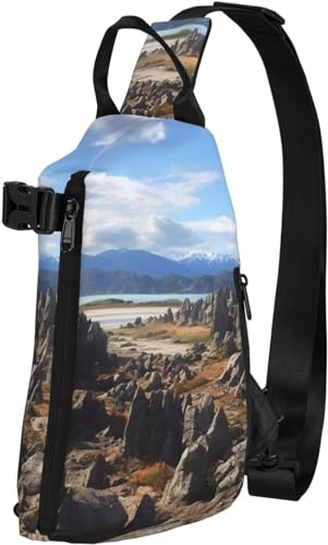 Schultertasche für Damen und Herren, Umhängetasche, Brusttasche, Regenbogenfarben, bunt, Wandern, Reisen, Bauchtasche, Rocks Scenic, Einheitsgröße, modisch von Botell