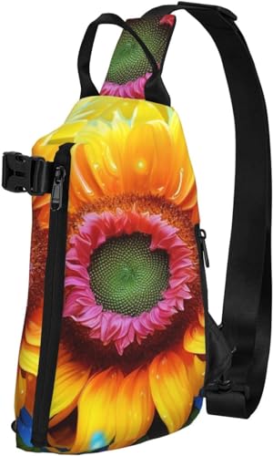 Schultertasche für Damen und Herren, Umhängetasche, Brusttasche, niedliche Maus, Wandern, Reisen, Bauchtasche, Mehrfarbige Sonnenblume, Einheitsgröße, modisch von Botell