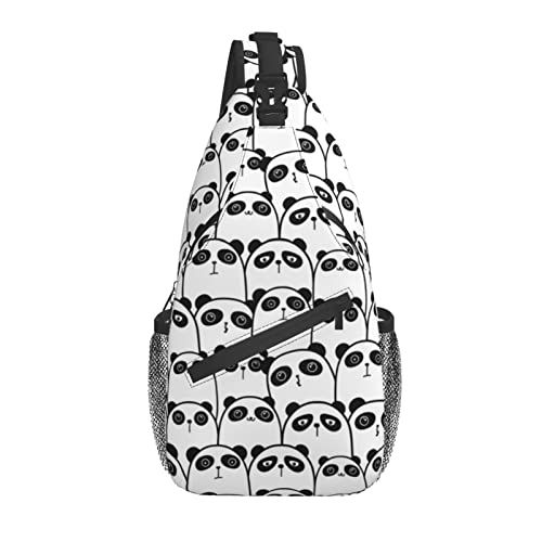 Schultertasche mit Tierhaut-Druck, Umhängetasche, Brusttasche, Tagesrucksack, Reise, Wandern, Schultertasche für Männer und Frauen, Niedliche lustige Pandas, Einheitsgröße, Aktentasche von Botell