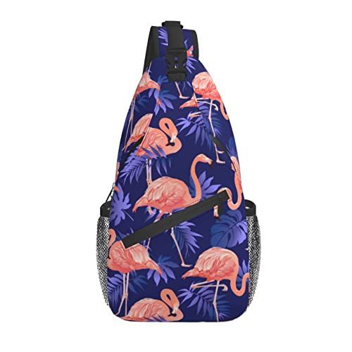 Vintage 80er Jahre Geometrische Sling Bag Crossbody Sling Rucksack Brusttasche Daypack Reise Wandern Umhängetasche für Männer Frauen, Flamingo, Einheitsgröße, Aktentasche von Botell