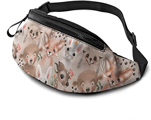 Woodland Animals Gürteltasche mit Kopfhörerloch, verstellbare Schultertasche, Unisex, Laufgürteltasche für Wandern, Radfahren, Sport, Waldtiere, Einheitsgröße, modisch von Botell