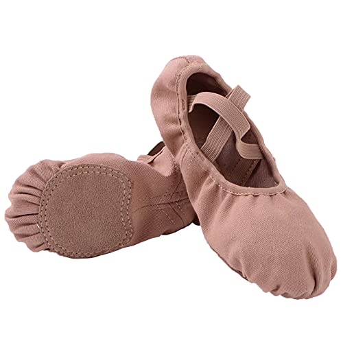 Ballettschuhe Damen Geteilte Ledersohle Ballettschläppchen Mädchen Lycra Ballett Trainings Schläppchen Tanzschuhe Frauen Spitzenschuhe Braun 36 von Bothevin