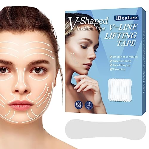 Facelift-Tape für das Gesicht, 100 Stück geheime Make-up-Aufkleber, Sofortiger Facelift-Aufkleber, ultradünnes V-förmiges Gesichtsband gegen Falten, unsichtbares Facelift-Band für Doppelkinn Botiniv von Botiniv