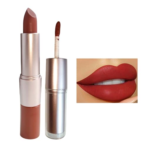 Matter Lippenstift für Frauen - Doppelseitiger, mattierter, nicht klebender Lipgloss für Damen,Langanhaltender Lipgloss für Reisen, Hochzeit, Abschlussball, nicht fettende Kosmetik für Dating, Botiniv von Botiniv