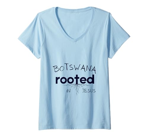 Damen Botswana, verwurzelt in der christlichen Kunst Jesu T-Shirt mit V-Ausschnitt von Botswana Faith Christ Clothing T-Shirts