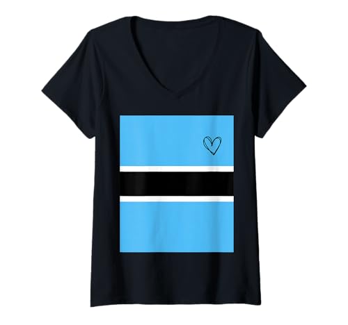 Damen Botswana-Flagge Batswana Herz Stolzer Erbe Nationalfeiertag T-Shirt mit V-Ausschnitt von Botswana Flag Batswana National Day Gifts Idea