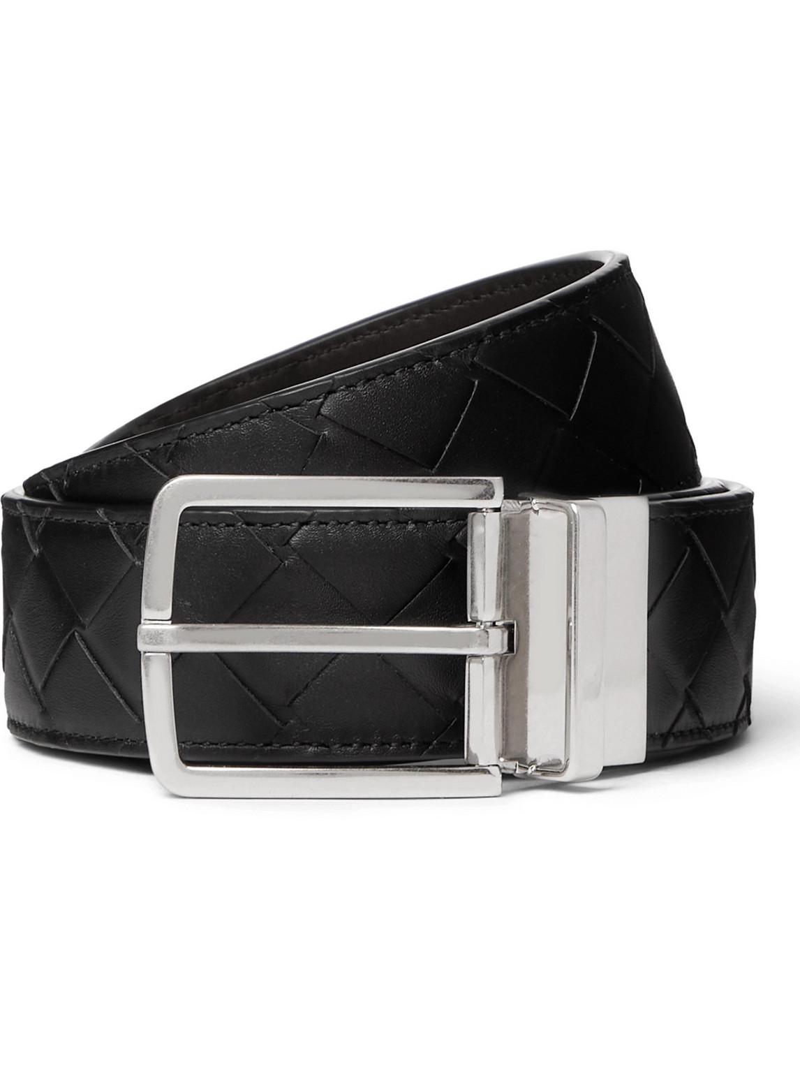 Bottega Veneta - 4cm Reversible Intrecciato Leather Belt - Men - Black - EU 105 von Bottega Veneta