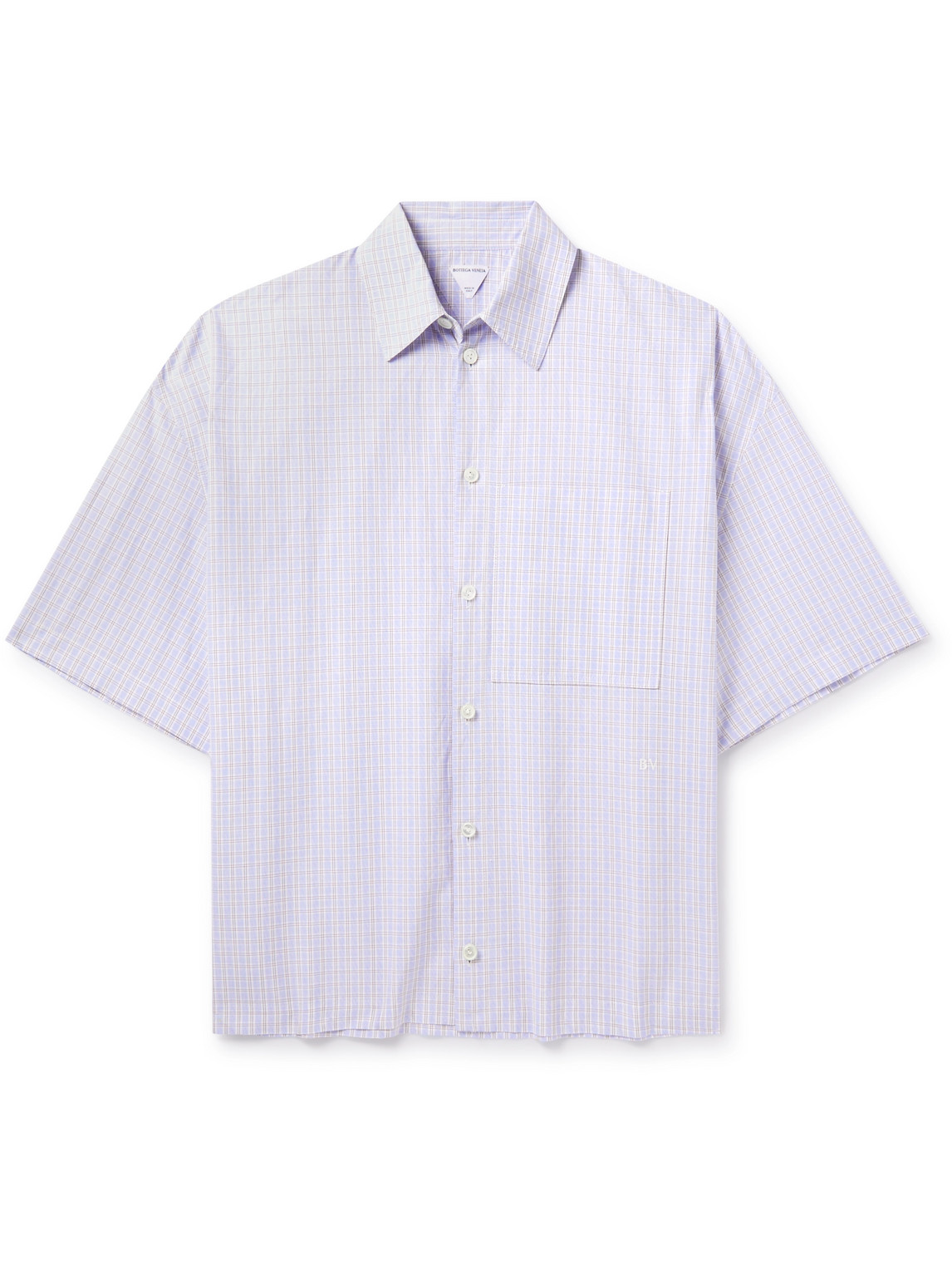 Bottega Veneta - Checked Cotton and Linen-Blend Shirt - Men - Blue - IT 52 von Bottega Veneta