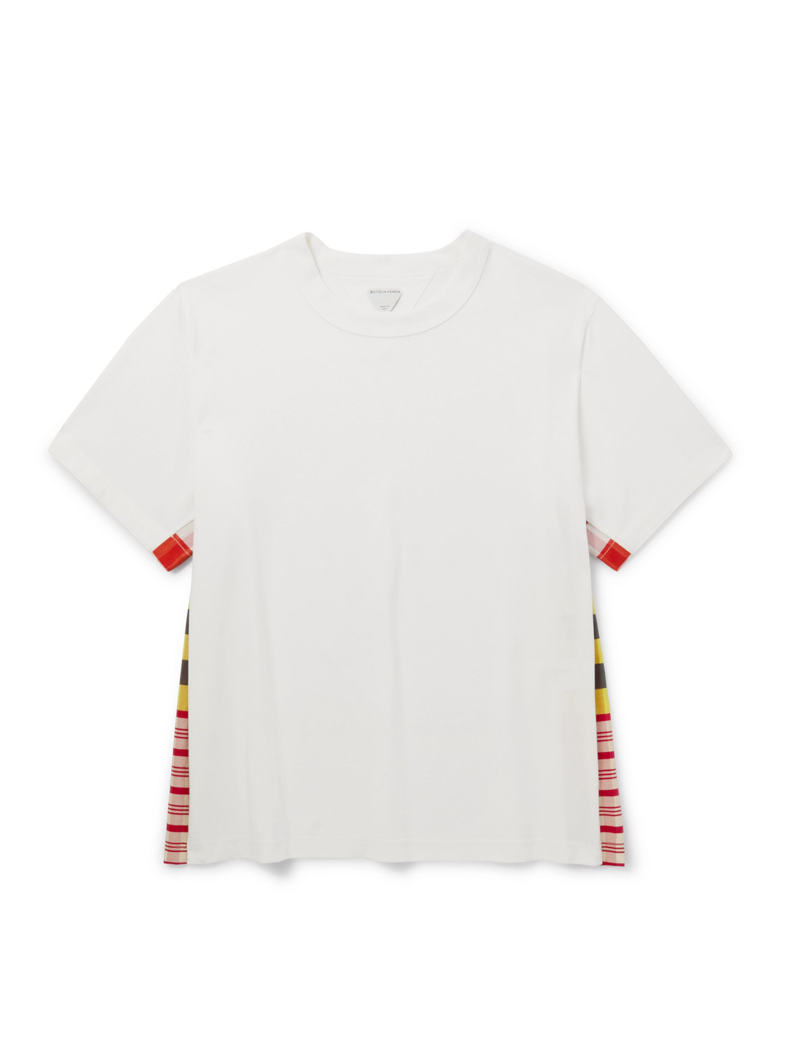 Bottega Veneta - Checked Panelled Cotton and Silk-Blend Jersey T-Shirt - Men - Neutrals - M von Bottega Veneta