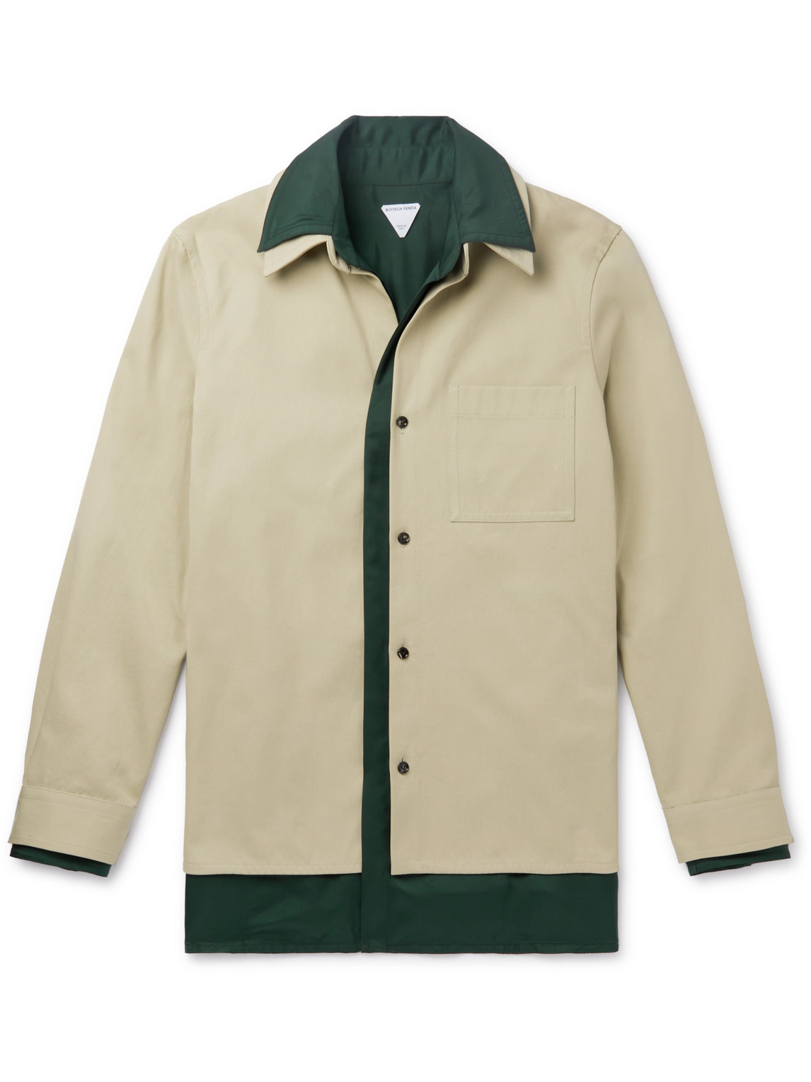 Bottega Veneta - Layered Two-Tone Cotton-Twill Overshirt - Men - Neutrals - IT 50 von Bottega Veneta