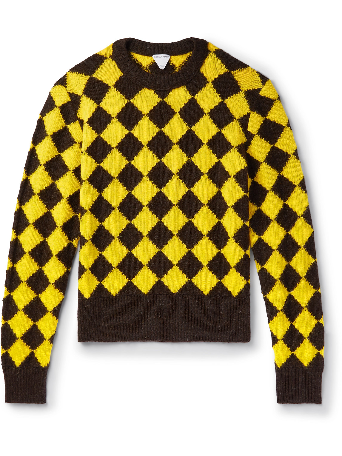 Bottega Veneta - Logo-Appliquéd Argyle Intarsia Wool Sweater - Men - Yellow - L von Bottega Veneta