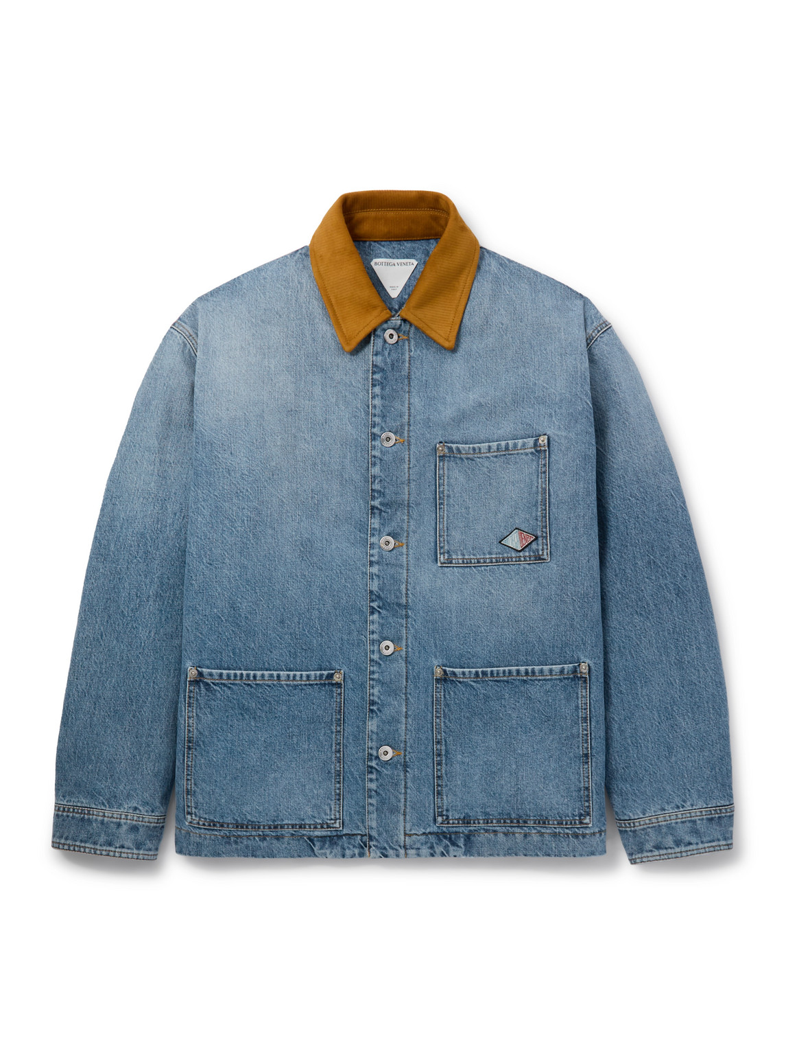 Bottega Veneta - Logo-Appliquéd Suede-Trimmed Denim Jacket - Men - Blue - IT 50 von Bottega Veneta