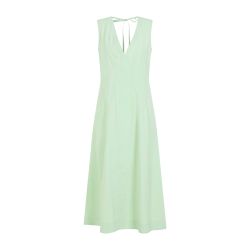 Bottega Veneta Midi-kleid In Mintgrün - Baumwolle A-linie Mit V-ausschnitt Für Damen von Bottega Veneta