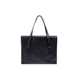 Bottega Veneta Schwarze Intrecciato Leder Aktentasche von Bottega Veneta