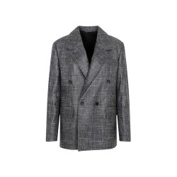 Bottega Veneta Schwarze Lammlederjacke - Damen Prince Of Wales Karo von Bottega Veneta