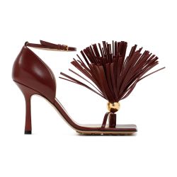 Rote Leder-stiletto-sandalen Mit Quadratischer Zehenpartie Von Bottega Veneta von Bottega Veneta