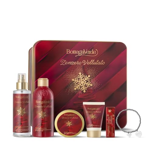 Bottega Verde - Box Ingwer aus Samt – Duschgel, Körperbutter, Handcreme, Lippenstick, Körperwasser und Armband von Bottega Verde