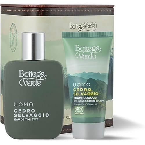Bottega Verde - Wilde Zeder, Geschenkbox für Herren mit Eau de Toilette 50 ml und Duschshampoo 50 ml, in einer eleganten Box, Geschenkidee Bottega Verde - Wilde Zeder, Geschenkbox für Herren mit Eau de Toilette 50 ml und Duschshampoo 50 ml, in einer eleganten Box, Geschenkidee von Bottega Verde