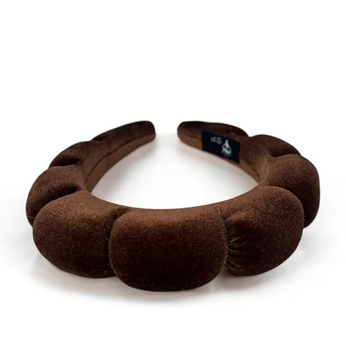 Skincare Haarband Damen – Gepolstertes Velvet Stirnband in Schokoladenbraun für Make-up, Gesichtspflege & Beauty Routine – Waschbar mit elegantem Organza-Etui von Bottega della Principessa