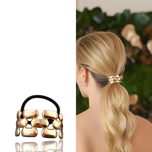 Bottega della Principessa-Haarschmuck Gold-elastisch für Damen mit Platte aus vergoldetem Metall, Haargummis Gold Metall (Gold 3) von Bottega della Principessa