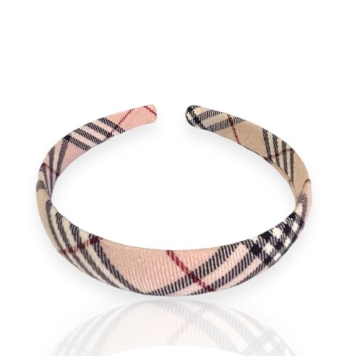 Haarreif Mädchen kariert – Schottenkaro Haarband rosa – Eleganter Haarreif Kinder Mädchen – Haarschmuck festlich & Alltag von Bottega della Principessa