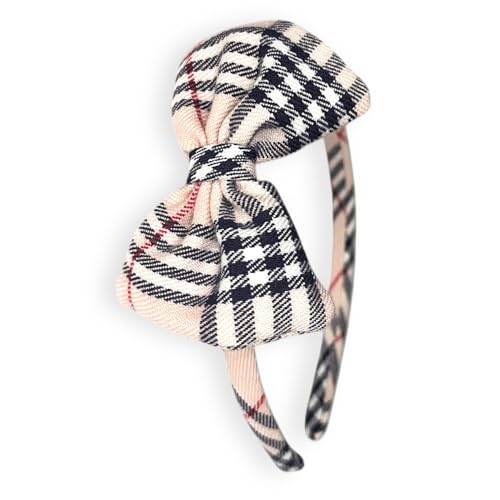 Haarreif Mädchen rosa kariert mit Schleife – Tartan Haarband mit seitlicher Schleife – Klassischer & romantischer Haarschmuck Kinder von Bottega della Principessa