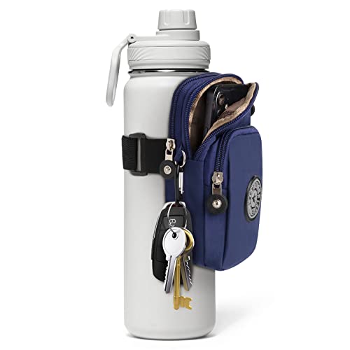 Bottle Pouch Fitnessstudio Wasserflasche Tasche Caddy mit Handyhalterung, Wasserflasche Sleeve Bag mit Tasche für Karten, Schlüssel, Geldbörse, Fitnessstudio Flasche Zubehör für Männer Frauen von Bottle Pouch