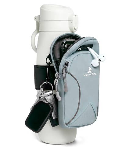 Bottle Pouch Wasser-Caddy mit Handyhalterung, Wassertasche mit Aufbewahrungstasche für Karten, Schlüssel, Geldbörse, Sportflaschen-Zubehör für Männer und Frauen, hellblau, 1 Packung, Modern von Bottle Pouch