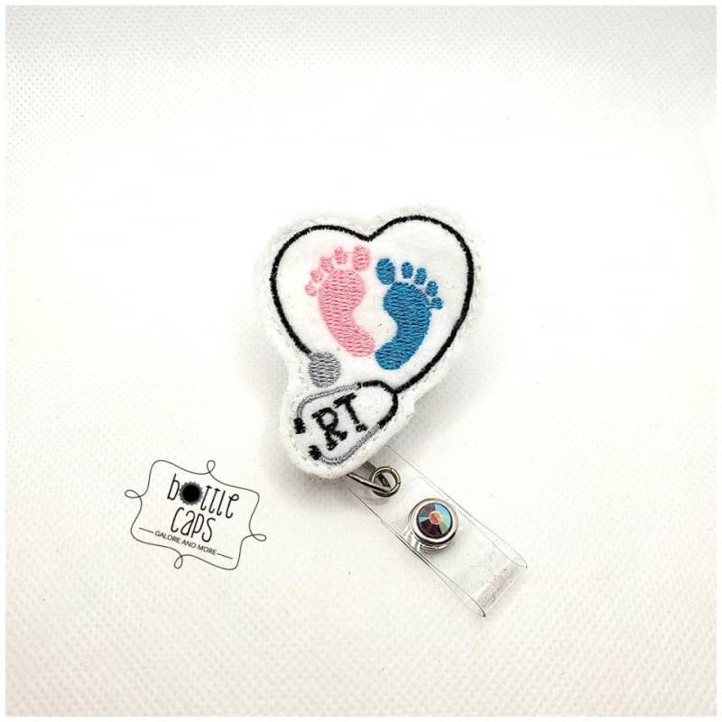 Rt Stethoskop Abzeichen Reel Herz Mit Babyfüßen Rt Stethoskop Abzeichen Reel Herz Mit Babyfüßen von BottleCapsGaloreNMor