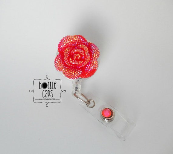 Rubinrote Rose Einziehbare Badge Reel Krankenschwester Ausweishülle Rubinrote Rose Einziehbare Badge Reel Krankenschwester Ausweishülle von BottleCapsGaloreNMor
