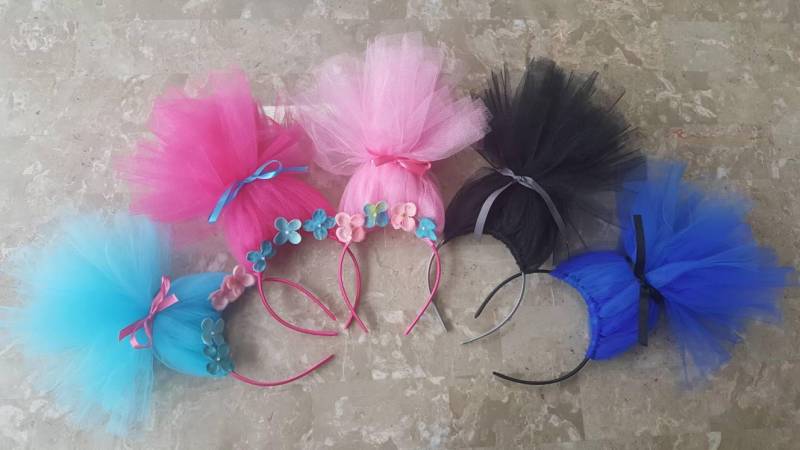 Trolle Haarband Mohn Stirnband, Zweig Stirnband, Troll Haarband, Tüll Stirnband von BottomsNBows