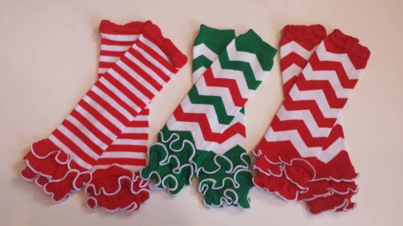 Versandfertige Weihnachts-Beinwärmer Mit Rüschen, Kleinkind, Säugling, Neugeborene, Mädchen Versandfertige Weihnachts-Beinwärmer Mit Rüschen, Kleinkind, Säugling, Neugeborene, Mädchen von BottomsNBows