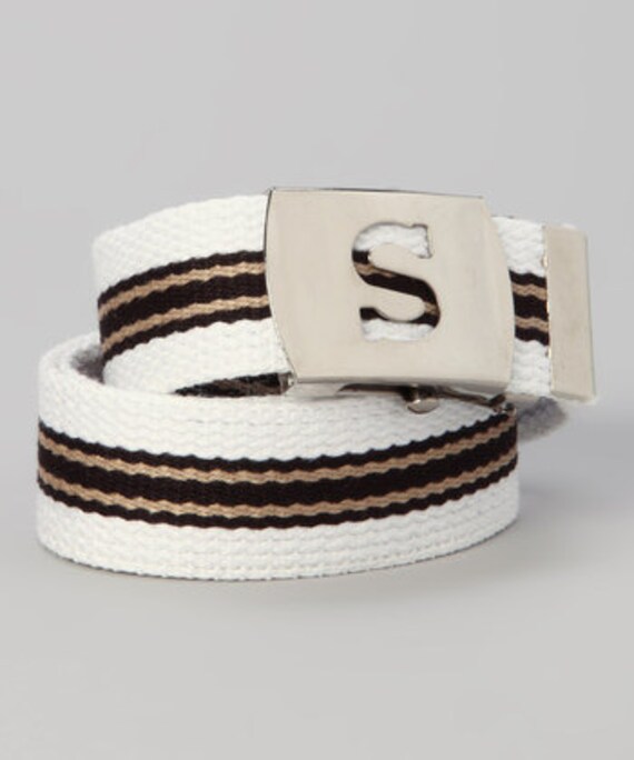 Personalisierte Kinder Initial White Khaki Schuluniform Gürtel Mädchen Säuglinge Tweens Alle Buchstaben Verfügbar von BottomsUp4Kids