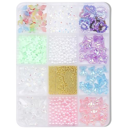 12 Gitter 3D-Schleifen gemischte Form Nägel Kunst Bowknot Nägel Kunst Nägel Kunst Dekorationen für Frauen Mädchen von Bottone