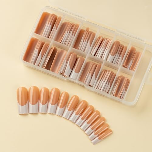 120x Falsche Nägel French Tip Falsche Nägel Full Stick On Nails Press on Nails Kunstnägel für Frauen von Bottone