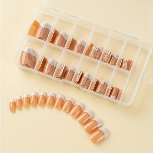 120x Falsche Nägel French Tip Falsche Nägel Full Stick On Nails Press on Nails Kunstnägel für Frauen von Bottone