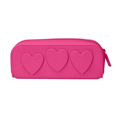 Bottone Make-up-Tasche, Kosmetiktasche, Herz-Kosmetiktasche, Federmäppchen, Kulturbeutel, Silikon, Make-up-Organizer für Make-up-Pinsel, Rosenrot von Bottone