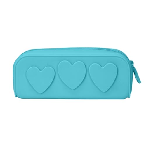 Bottone Make-up-Tasche, Kosmetiktasche, Herz-Kosmetiktasche, Federmäppchen, Kulturbeutel, Silikon, Make-up-Organizer für Make-up-Pinsel, Seeblau von Bottone