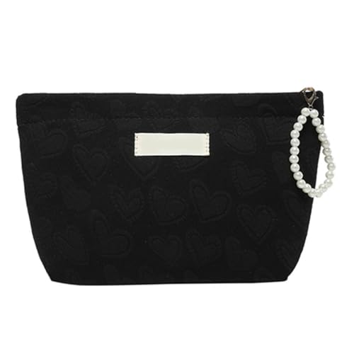 Bottone Make-up-Tasche aus Segeltuch, funktionale Reise-Kosmetiktasche, Kulturbeutel, Organizer, geeignet für verschiedene Anlässe, Schwarz von Bottone