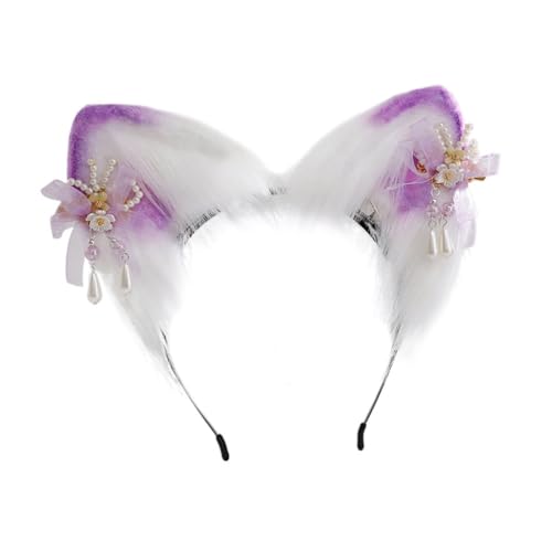 Bottone Niedlicher Ohr-Cosplay-Haarreif mit Blumen-Haarnadel, für Damen, Teenager, Stirnband für Live-Übertragung, Cartoon, Karneval, Haarband Bottone Niedlicher Ohr-Cosplay-Haarreif mit Blumen-Haarnadel, für Damen, Teenager, Stirnband für Live-Übertragung, Cartoon, Karneval, Haarband von Bottone